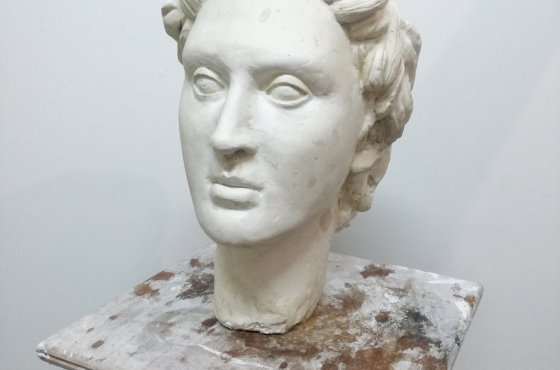 Antická hlava ženy, práce studenta